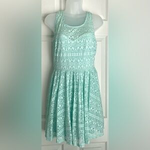 Mini Dress w/ Cutout Patterns Blue